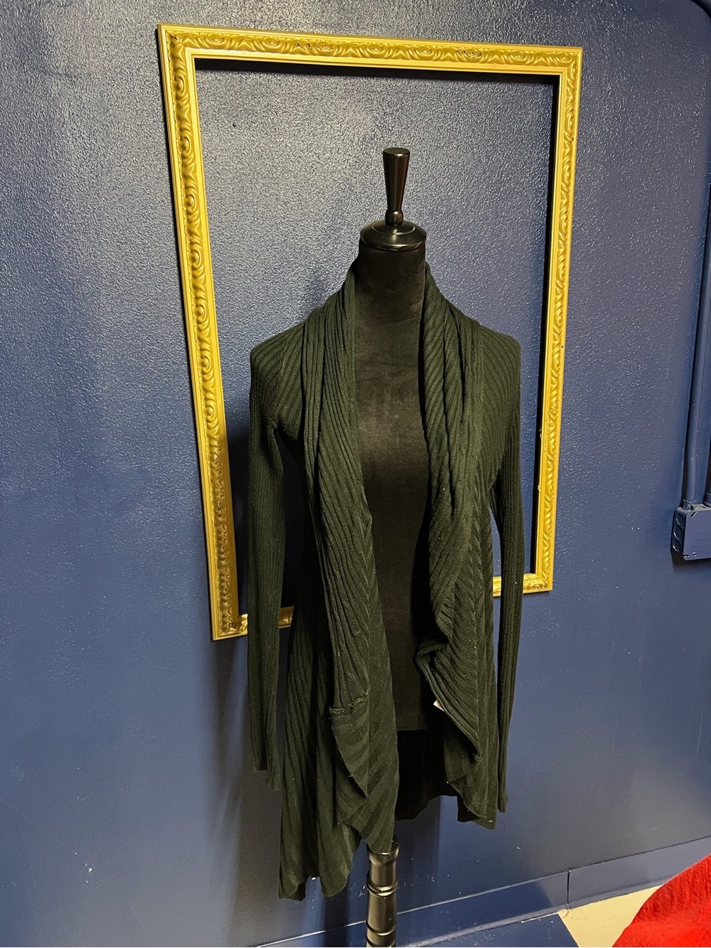 Calvin Klein Black Open-Front Longline Draped Cardigan
